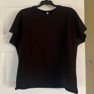 OAK Cut off sweatshirt raw hem short sleeve. Black SMALL